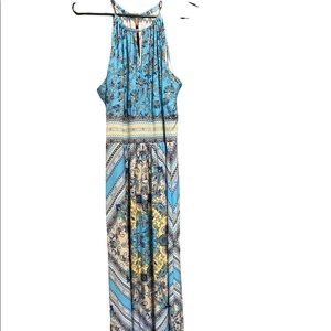 Beautiful blue and yellow summer maxi dress. Size LARGE